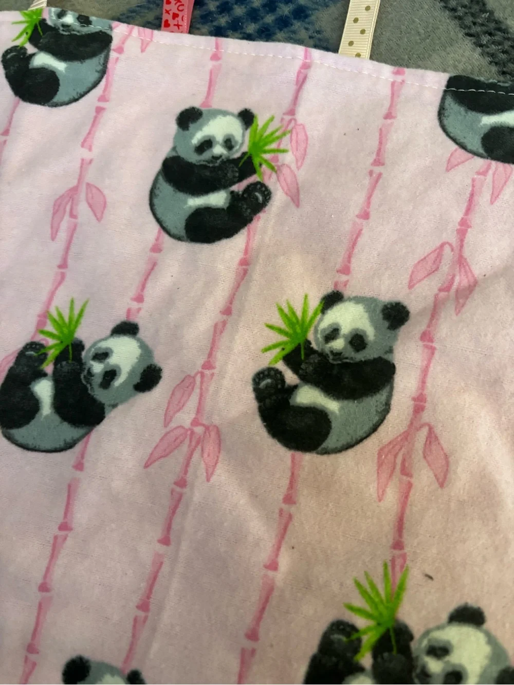 Prince Pink Panda Ribbon Sensory Tag Blanket